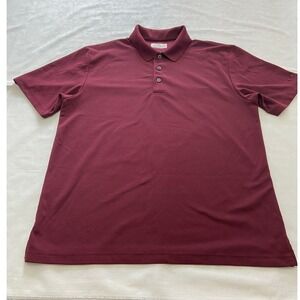 GRANDSLAM PERFORMANCE Men's Large Burgundy Textured Polo Shirt Short Sleeve Golf